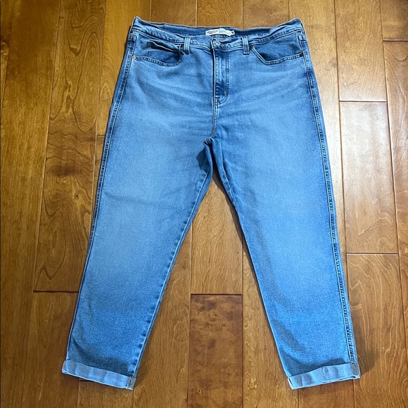 Levi's Strauss Signature Heritage Mid-Rise Boyfriend Jeans Size 14 Cuffed Hem - Picture 1 of 11